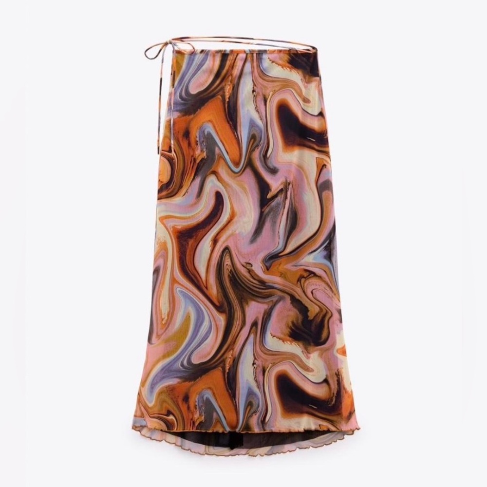 Zara printed tulle skirt